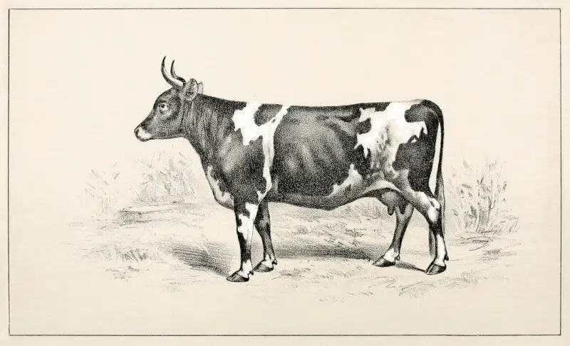 Vintage Cow Drawing